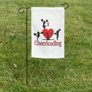 Unique I Heart Cheerleading Garden Flag