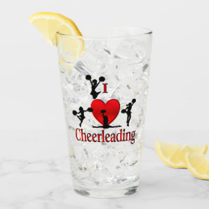 Unique I Heart Cheerleading Glass
