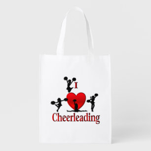 Unique I Heart Cheerleading Grocery Bag