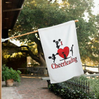 Unique I Heart Cheerleading House Flag