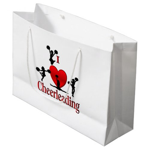 Unique I Heart Cheerleading Large Gift Bag