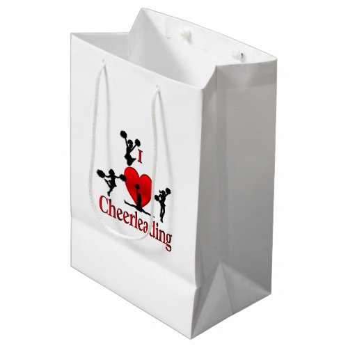 Unique I Heart Cheerleading Medium Gift Bag