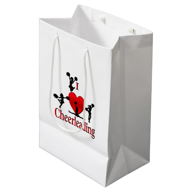 Unique I Heart Cheerleading Medium Gift Bag (Front Angled)