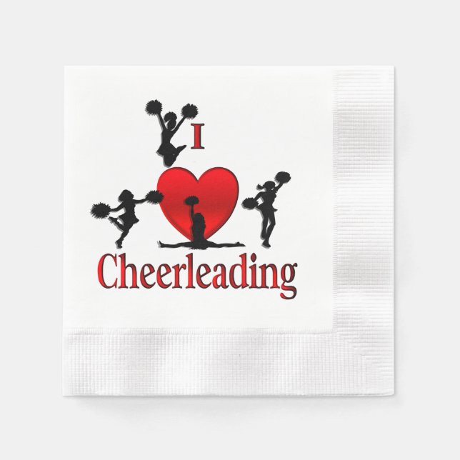 Unique I Heart Cheerleading Napkins (Front)