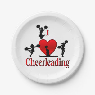 Unique I Heart Cheerleading Paper Plates