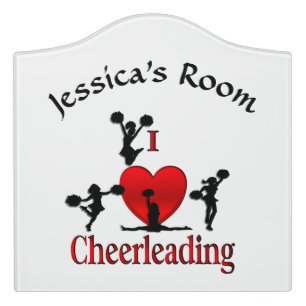 Unique I Heart Cheerleading Personal Door Sign