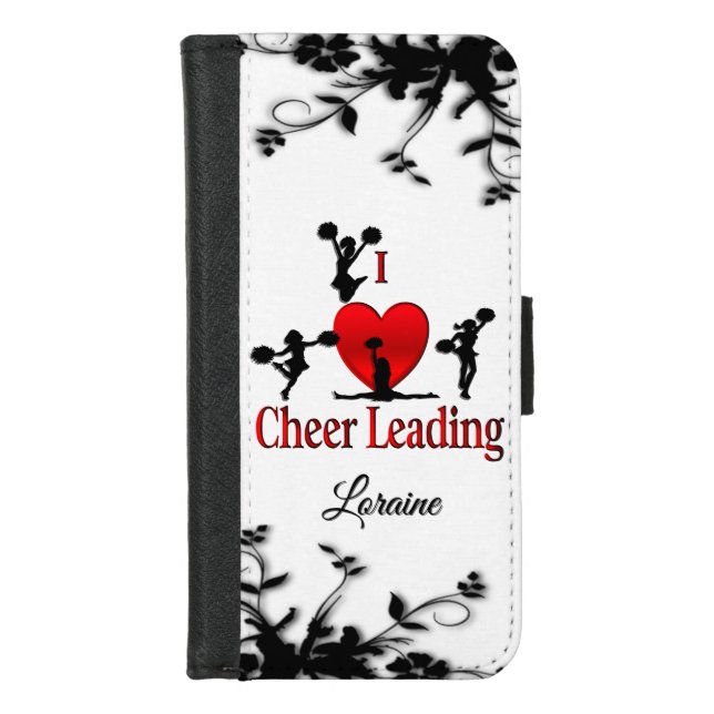 Unique I Heart Cheerleading Personal iPhone Wallet Case (Front)