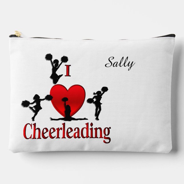 Unique I Heart Cheerleading Personal Name Accessory Pouch (Front)
