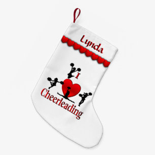 Unique I Heart Cheerleading Personalized Small Christmas Stocking
