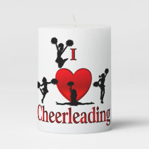 Unique I Heart Cheerleading Pillar Candle