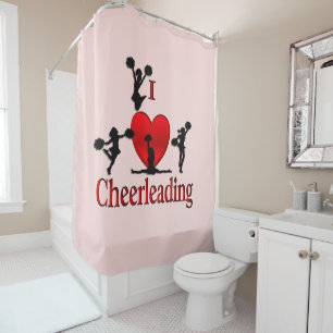 Unique I Heart Cheerleading pink Shower Curtain