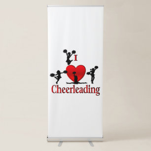 Unique I Heart Cheerleading Retractable Banner