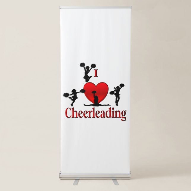 Unique I Heart Cheerleading Retractable Banner (Front)
