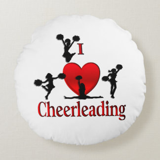Unique I Heart Cheerleading Round Pillow