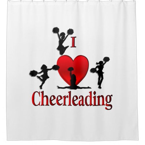 Unique I Heart Cheerleading Shower Curtain