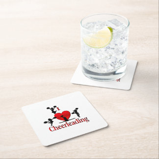 Unique I Heart Cheerleading Square Paper Coaster