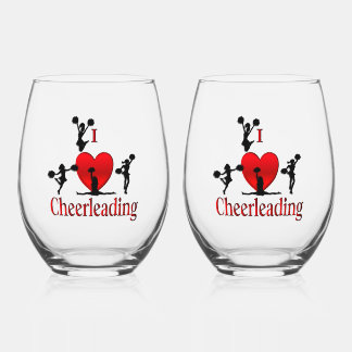 Unique I Heart Cheerleading Stemless Wine Glass