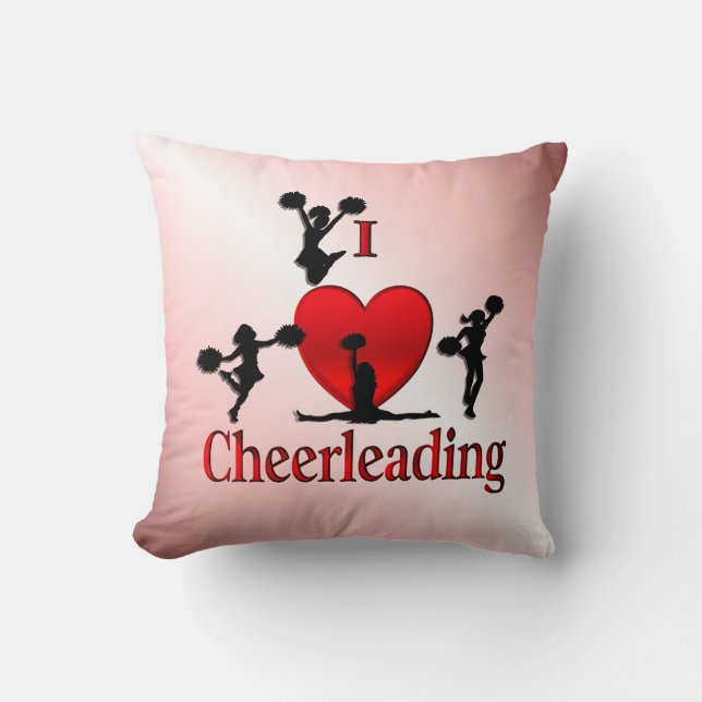 Unique I Heart Cheerleading Throw Pillow (Front)