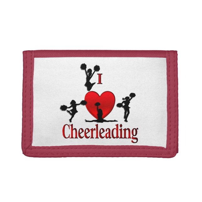 Unique I Heart Cheerleading Trifold Wallet (Front)