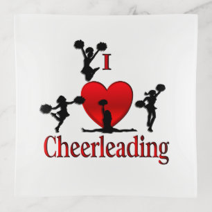Unique I Heart Cheerleading Trinket Tray