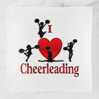 Unique I Heart Cheerleading Trinket Tray