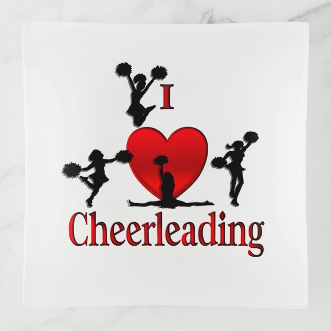 Unique I Heart Cheerleading Trinket Tray (Front)
