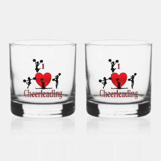 Unique I Heart Cheerleading Whiskey Glass