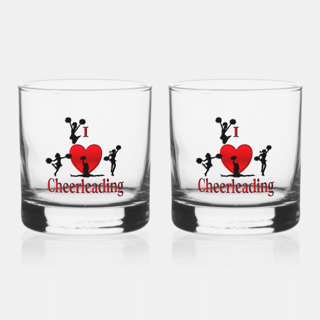 Unique I Heart Cheerleading Whiskey Glass (Front)