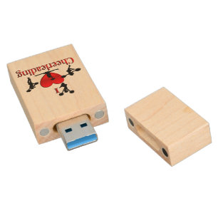 Unique I Heart Cheerleading Wood Flash Drive