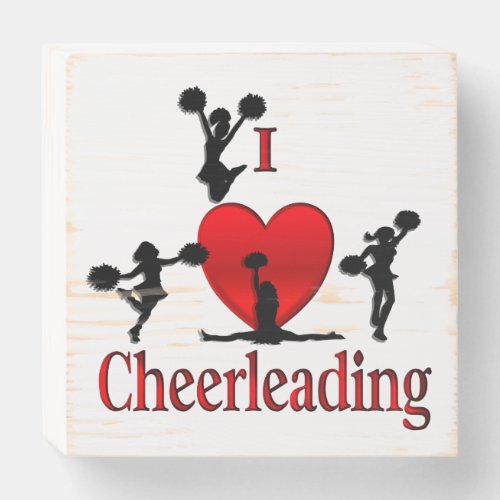 Unique I Heart Cheerleading Wooden Box Sign