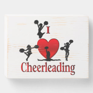 Unique I Heart Cheerleading Wooden Box Sign