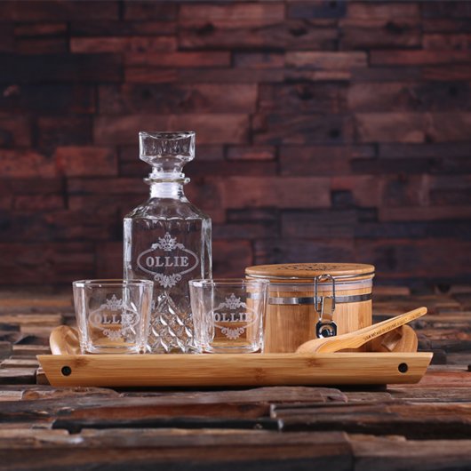 Unique Ice Bucket, Whiskey Glasses and Decanter (Top)