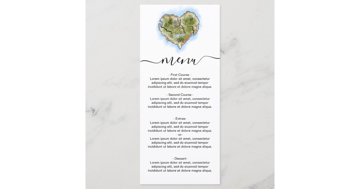 Travel Destination Menu Unique Illustrated Destination Wedding Map Travel Menu | Zazzle