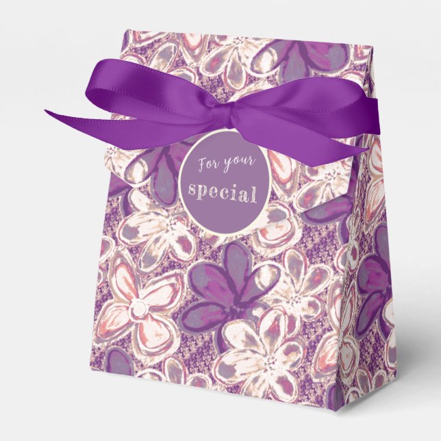 Unique in glam/purple floral  favor boxes (Front Side)