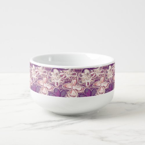 Unique in glampurple floral  soup mug