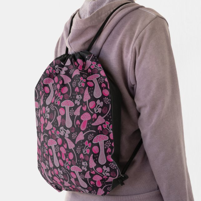 Unique In Pink/ Fall Pattern Drawstring Bag (Insitu)