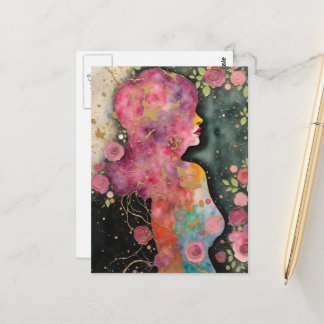 Unique In the Secrect Garden Abstract Woman Postcard