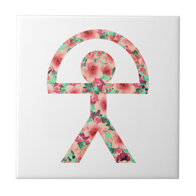 Unique Indalo Man in Floral Design Ceramic Tile (Front)