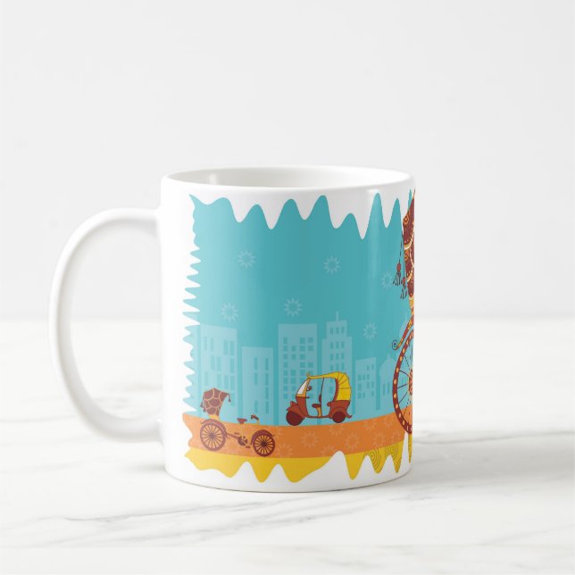 Unique Indian Vehicles - Cycle Rickshaw Coffee Mug (Left)