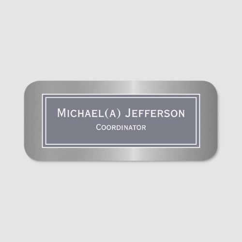 Unique Indigo Dark Blue And Luxury Metallic Silver Name Tag