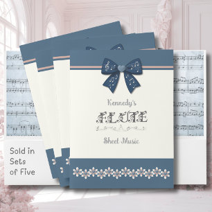 Unique Inigo Blue Bow Flute Sheet Music Pocket Folder