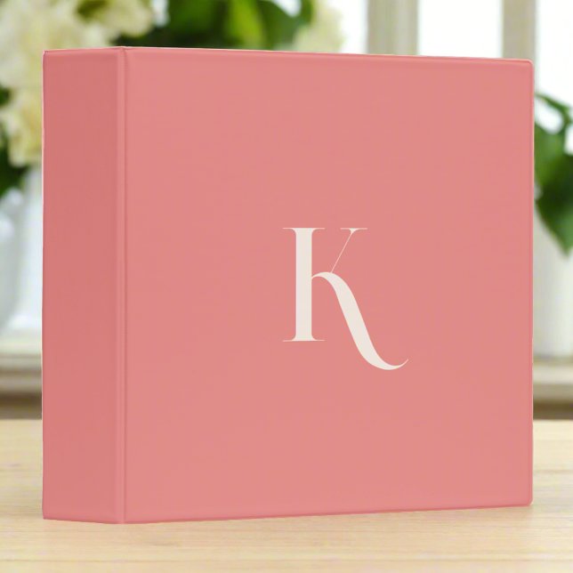 Unique Initial Name Typography Blush Pink Feminine 3 Ring Binder (Creator Uploaded)
