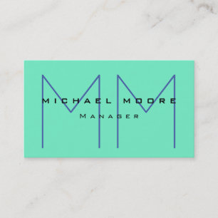 Unique Initials Monogram Cute Blue Color Business Card