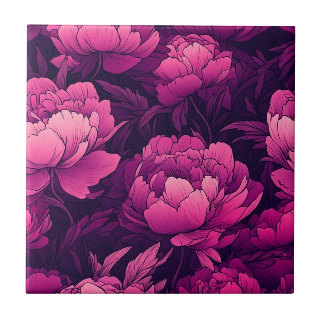 Unique Interior Design Peonies Tiles (Front)