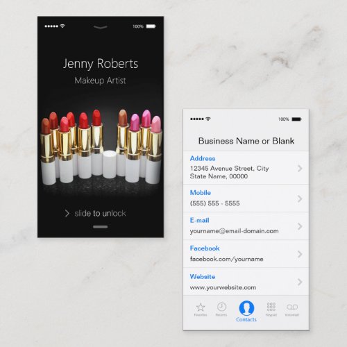 Unique iPhone iOS Style - Lipstick Makeup Artist Business Cards