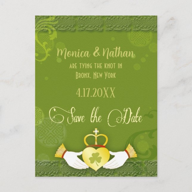 Unique Irish Wedding Save the Date Announcement Postcard (Front)