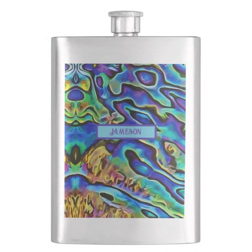 Unique Irridescent Abalone Sea Shell  Flask