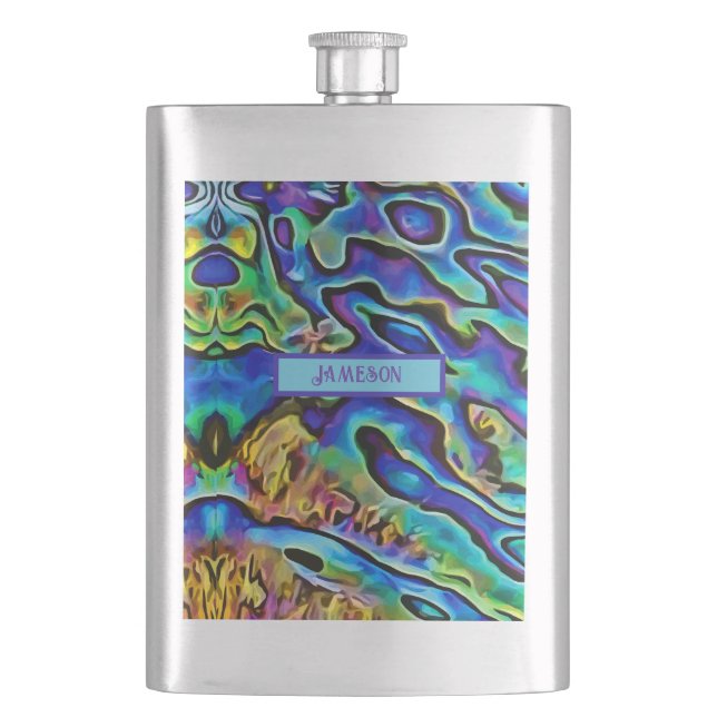 Unique Irridescent Abalone Sea Shell  Flask (Front)