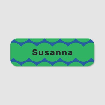 Unique Jade Green Navy Blue Squiggle Magnetic Name Tag by TabbyGun at Zazzle