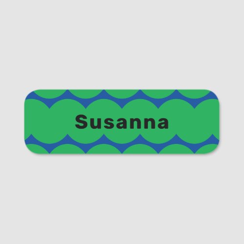 Unique Jade Green Navy Blue Squiggle Magnetic Name Tag